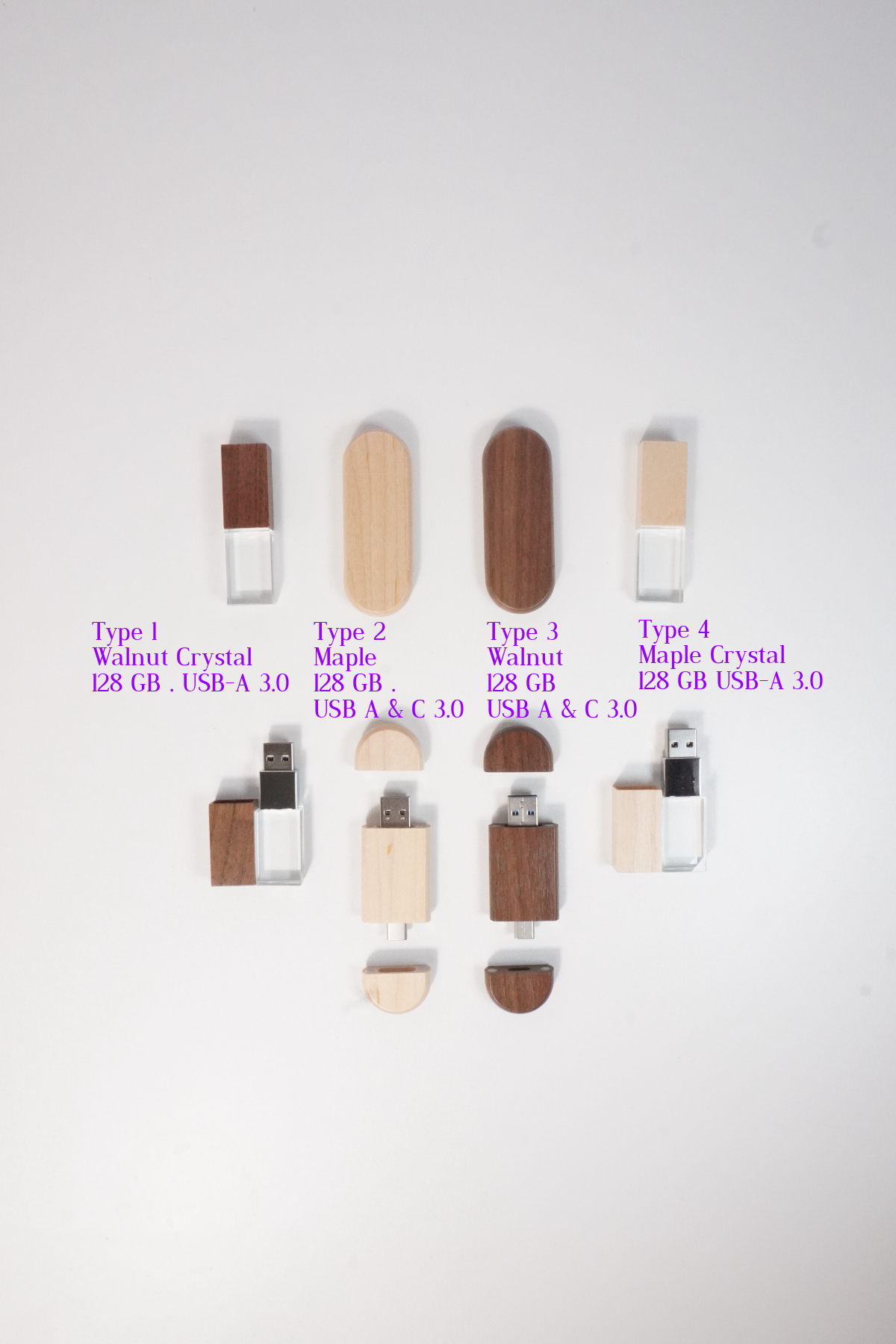 Wooden Flash Drives - USB A 3.0 128 Gb
