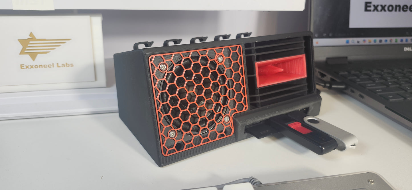 3 in 1 ArenaSound USB Hub: Desk Soundbar, NVMe SSD Enclosure and USB Hub Novelty Device -  Red & Black