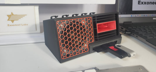 3 in 1 ArenaSound USB Hub: Desk Soundbar, NVMe SSD Enclosure and USB Hub Novelty Device -  Red & Black