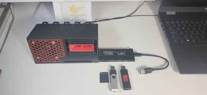 3 in 1 ArenaSound USB Hub: Desk Soundbar, NVMe SSD Enclosure and USB Hub Novelty Device -  Red & Black