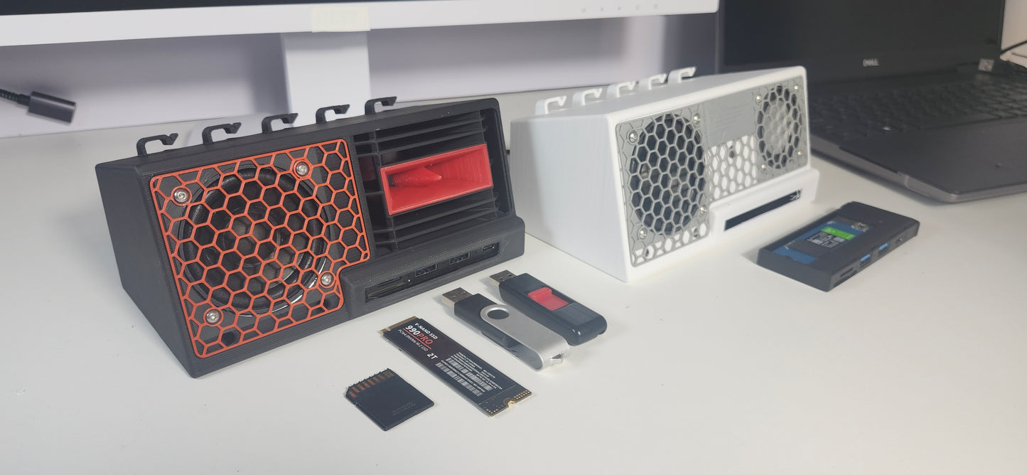 3 in 1 ArenaSound USB Hub: Desk Soundbar, NVMe SSD Enclosure and USB Hub Novelty Device -  Red & Black