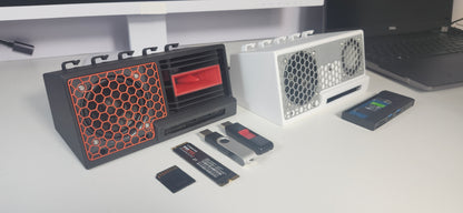 3 in 1 ArenaSound USB Hub: Desk Soundbar, NVMe SSD Enclosure and USB Hub Novelty Device -  Red & Black