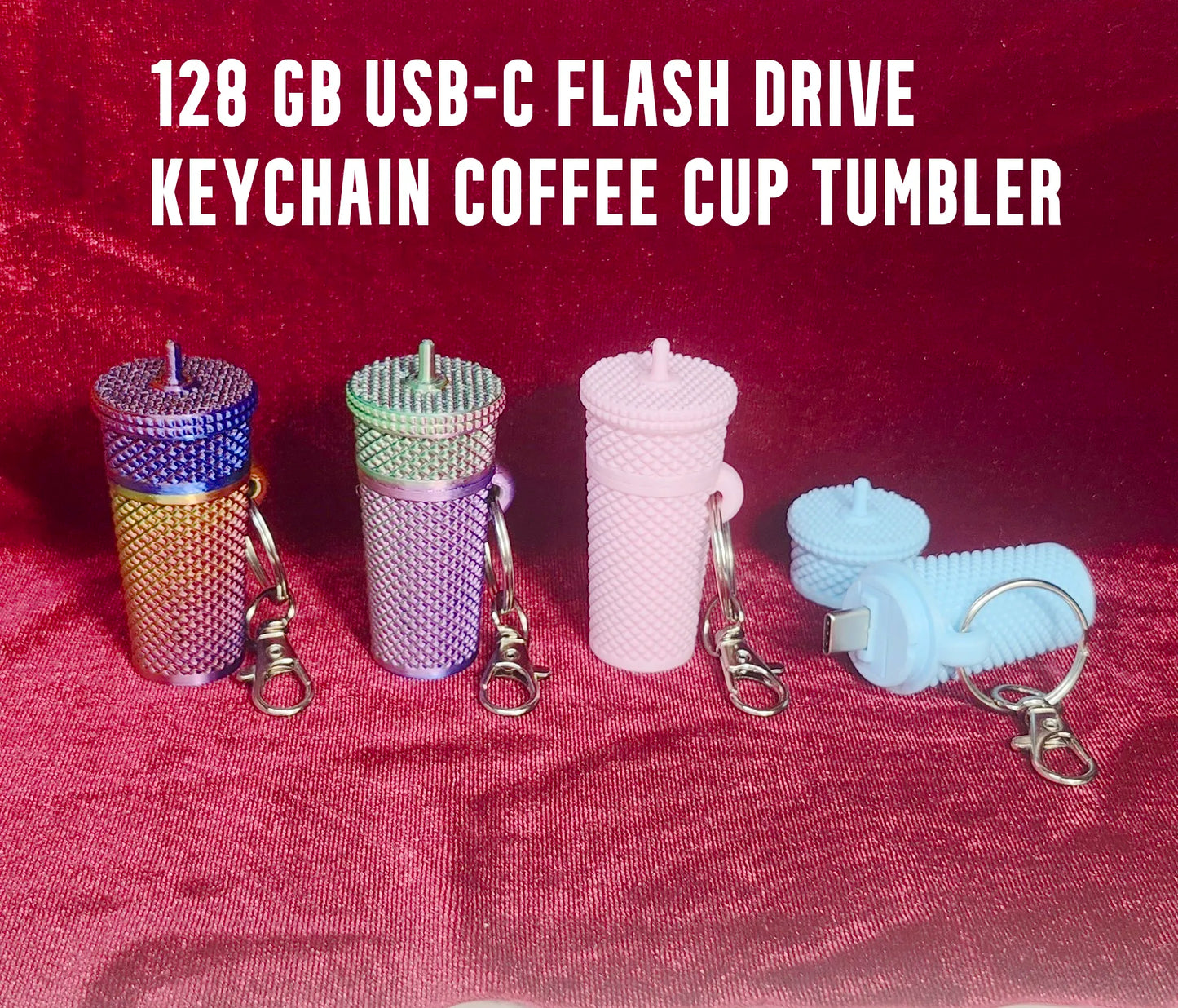 USB-C Coffee Cup Tumbler Flash Drive Keychain for iPhone 17, Android Smartphone & MacBook | Cute 128GB Memory Stick Gift for Students & Travel Tech