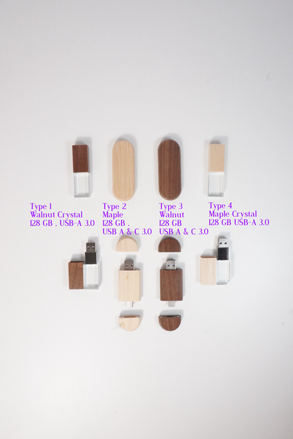 Wooden Flash Drives - USB A 3.0 128 Gb