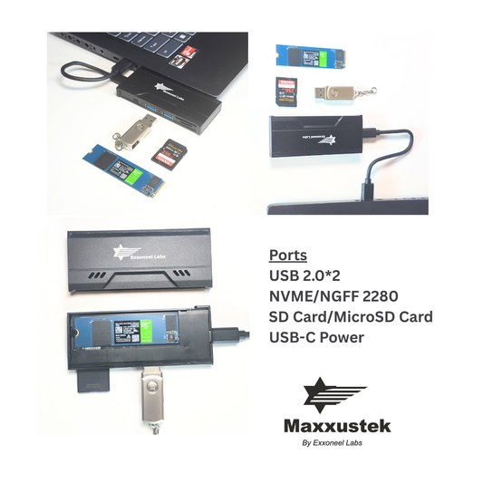 USB Hub with M.2 NVME/SATA SSD Enclosure, 10 Gbps Dock, SD/TF, USB 2.0 Ports