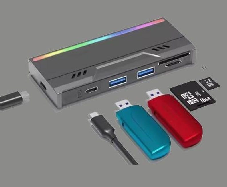 USB Hub with M.2 NVMe/SATA SSD Enclosure, 1 to 10 Gbps Dock, Sd.Tf, Usb 2.0 Ports