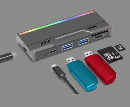 USB Hub with M.2 NVMe/SATA SSD Enclosure, 1 to 10 Gbps Dock, Sd.Tf, Usb 2.0 Ports