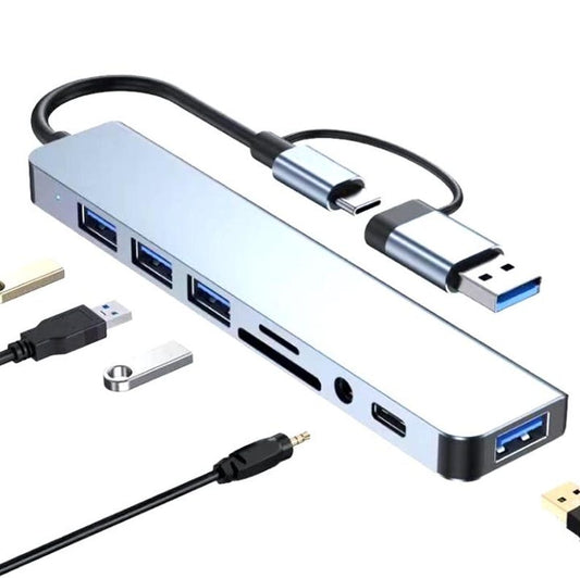 8 in 1 USB C Hub & Multiport Adapter Laptop Docking Station with Usb-A, Usb-C, SD.TF Card Reader, 3.5mm Audio Jack Power Delivery